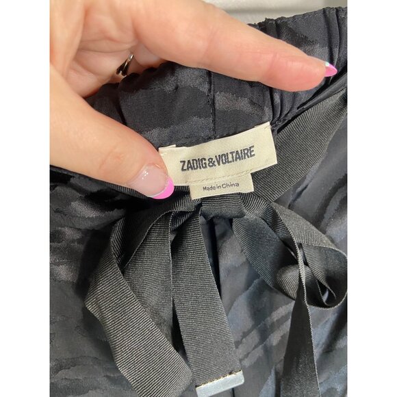 Zadig & Voltaire Pop Jacquard Tigre Silk Pants Black-sz 34 (US XS) - Picture 11 of 15